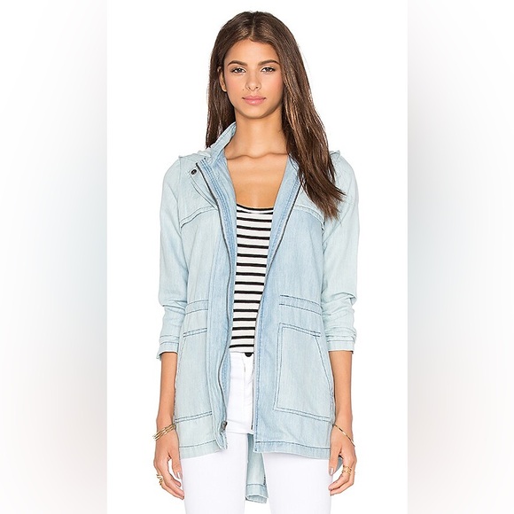 BB Dakota Chambray hooded Utility Jacket light blue size small - Picture 1 of 3